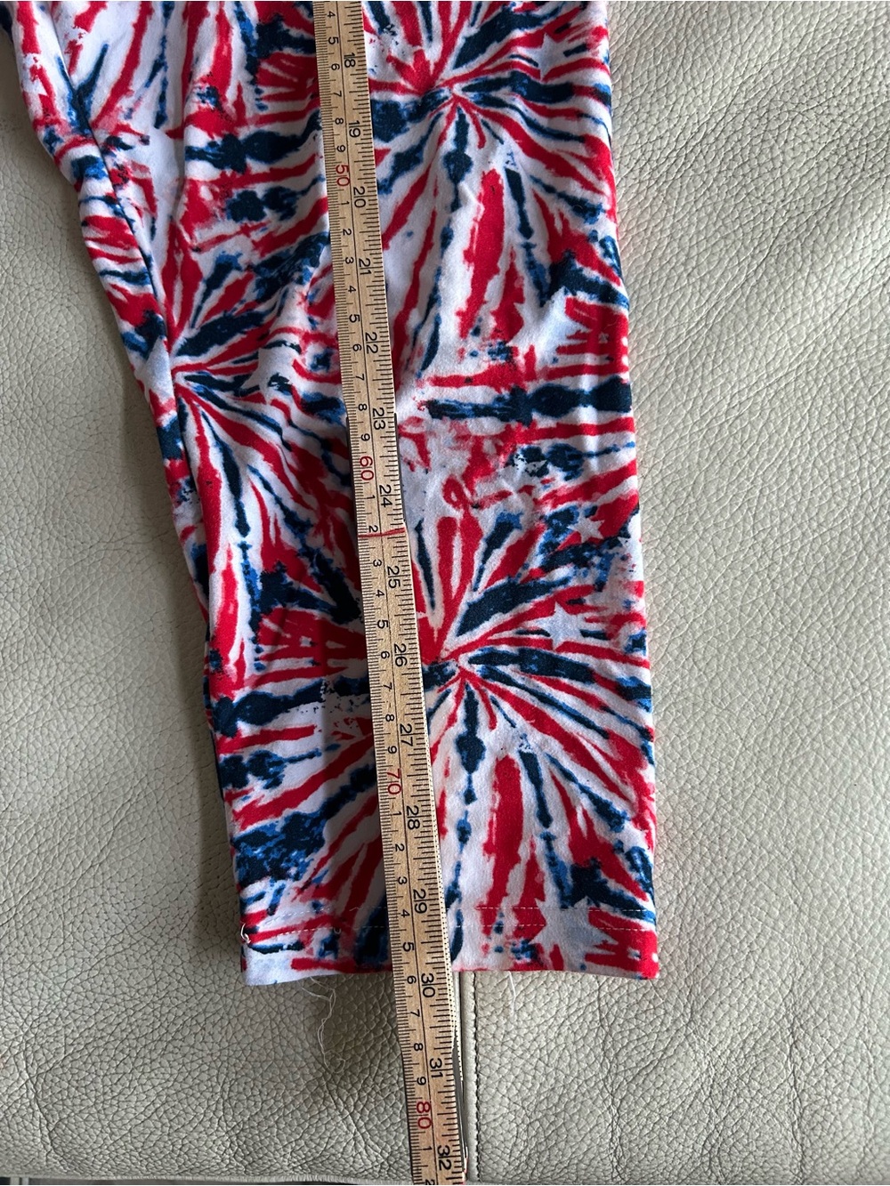 Women's Red & Blue Tie-Dye Leggings, Size L/G, 12-14 - Picture 4 of 6